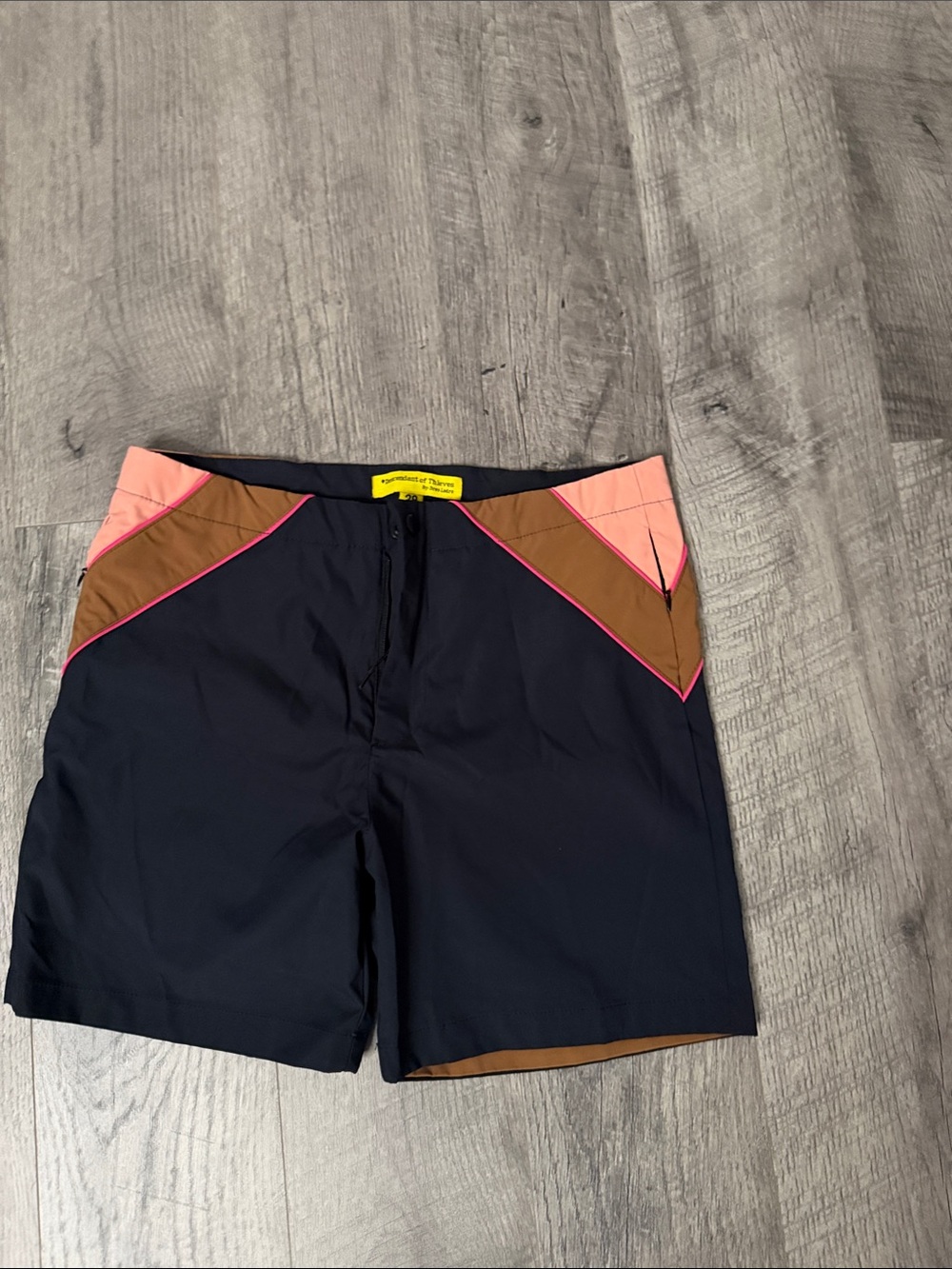 Navy Men's Hybrid Shorts with Pink and Brown Accents
